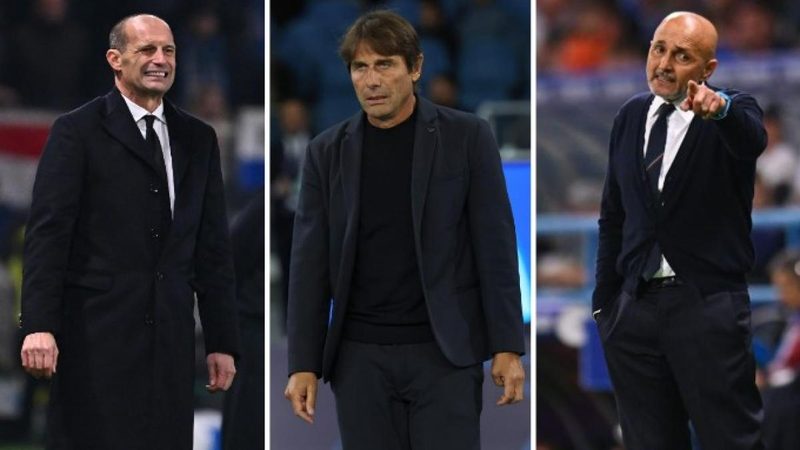 Allegri, Conte e Spalletti: un incontro storico dopo 1.309 panchine in Serie A