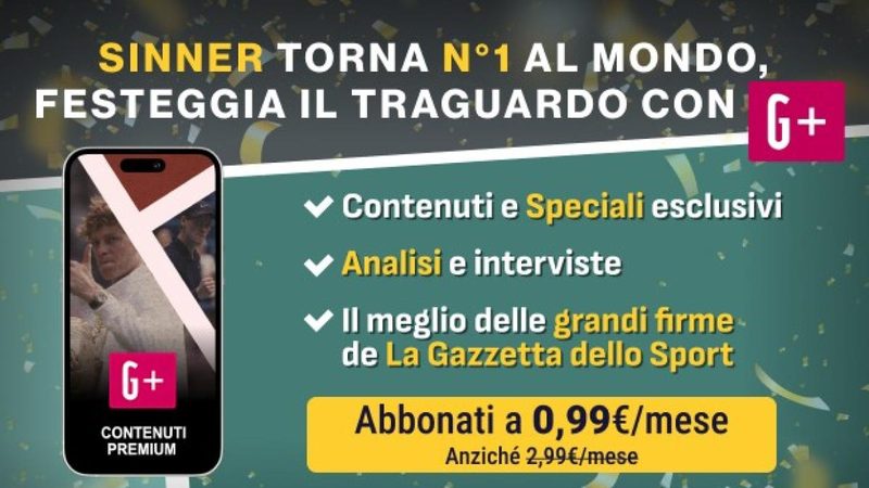 Jannik Sinner conquista il trono ATP e lancia una promo imperdibile su G+