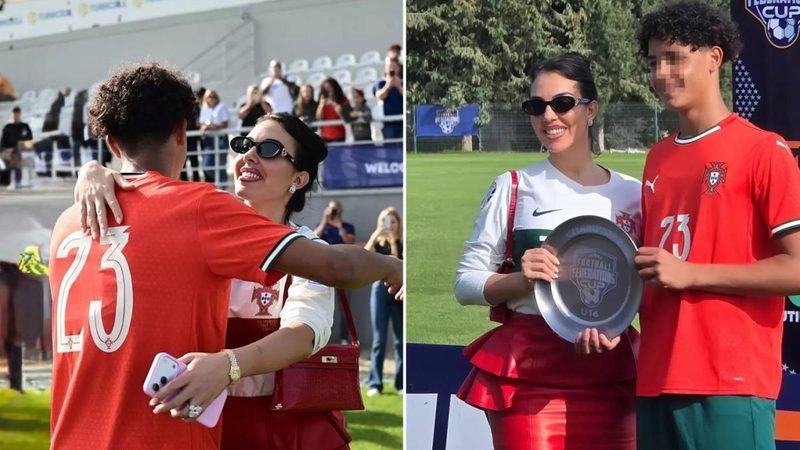 Georgina Rodriguez celebra il successo di Cristiano Jr. allo stadio