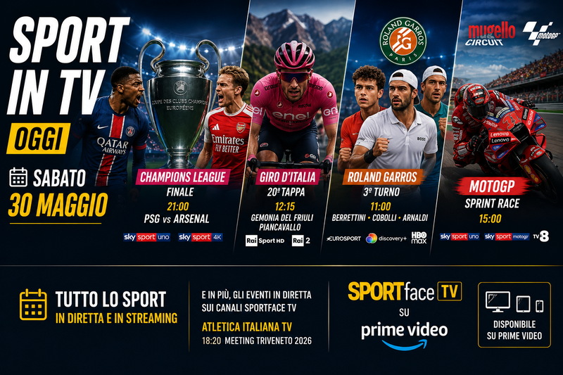 Giornata ricca di sport il 30 maggio: Champions League, Giro d’Italia e molto altro