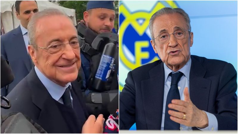 Florentino Pérez genera expectación al llegar al Puskas Arena en la final de UEFA