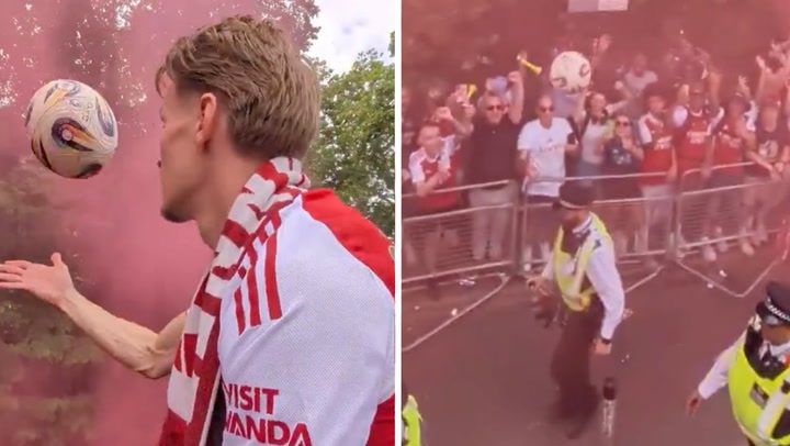 Arsenal's Ødegaard Hits Police Officer on Head During Victory Parade Celebration