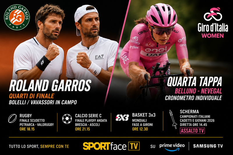 Tennis e ciclismo dominano il palinsesto sportivo del 2 giugno