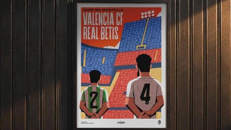 El emotivo regreso del Real Betis a Mestalla en un cartel de Lawerta